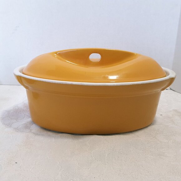EMILE HENRY Covered Oval 1.5 Qt. Casserole ~ Gold, #03.04, Made in France. - Picture 1 of 8